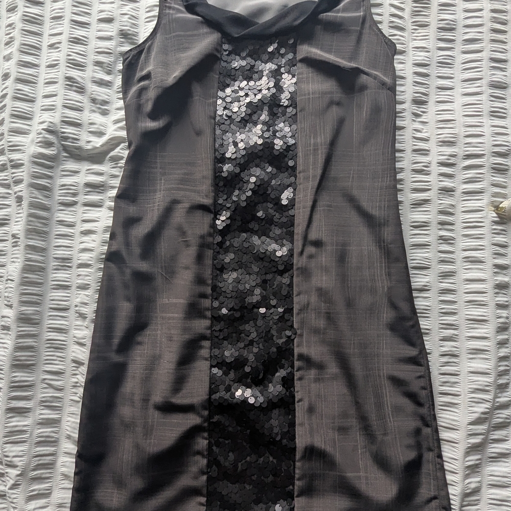 Vera Wang Black Sequin Sheath Mini Dress